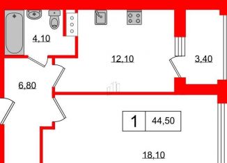 Продаю однокомнатную квартиру, 44.5 м2, Санкт-Петербург, Парфёновская улица, 4, муниципальный округ Измайловское