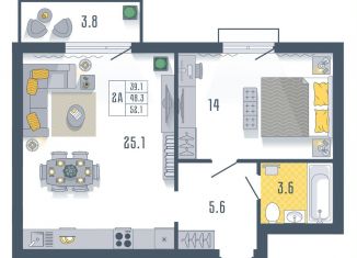 Продаю 1-комнатную квартиру, 52.1 м2, Астрахань, Советский район, Моздокская улица, 40/1