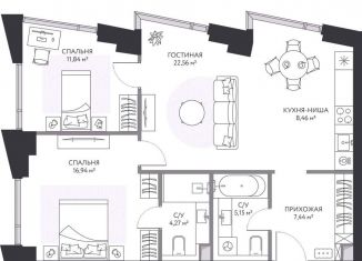 Продажа двухкомнатной квартиры, 77.5 м2, Москва, 1-й Сетуньский проезд, 8, метро Спортивная