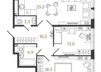 Продажа 2-ком. квартиры, 74.2 м2, Санкт-Петербург, муниципальный округ Лиговка-Ямская, Миргородская улица, 1