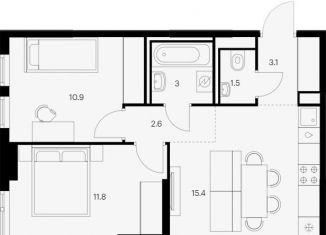 Продается 2-ком. квартира, 48.3 м2, Казань, Приволжский район