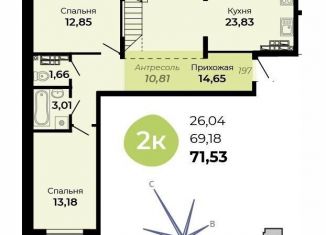 2-ком. квартира на продажу, 82.3 м2, Верхняя Пышма