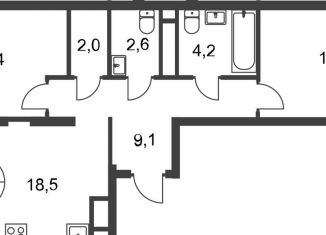 Продается 2-ком. квартира, 62.3 м2, деревня Рассказовка, деревня Рассказовка, 1