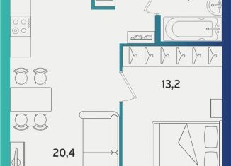 Продаю 1-комнатную квартиру, 42.1 м2, Альметьевск