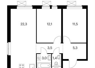 2-комнатная квартира на продажу, 58.7 м2, Котельники, микрорайон Парковый, 1к7