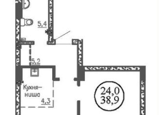 2-комнатная квартира на продажу, 38.9 м2, Новосибирская область