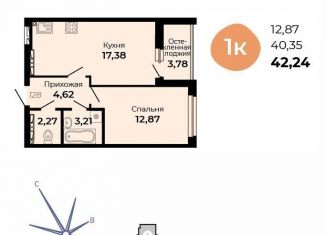 Продам однокомнатную квартиру, 42.2 м2, Верхняя Пышма