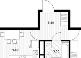 Продается 1-комнатная квартира, 42.4 м2, село Сукко