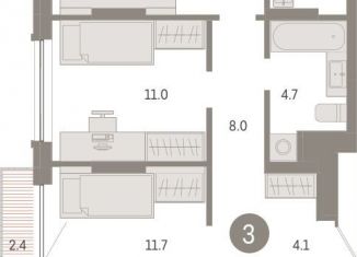 Продаю трехкомнатную квартиру, 84.2 м2, Тюмень