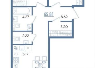 2-ком. квартира на продажу, 65.7 м2, Казань, Авиастроительный район