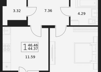 Продам 1-комнатную квартиру, 46.5 м2, посёлок Путёвка