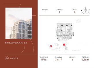 Продам четырехкомнатную квартиру, 178.1 м2, Москва, Большая Татарская улица, 35с6