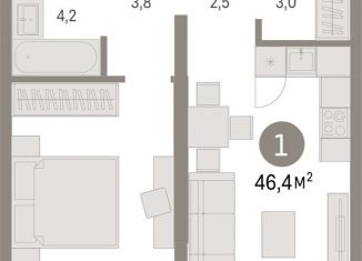 Продам 1-комнатную квартиру, 46.4 м2, Тюмень, Центральный округ