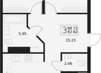 Продаю трехкомнатную квартиру, 88.7 м2, посёлок Путёвка