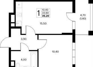 1-ком. квартира на продажу, 35.2 м2, Краснодарский край