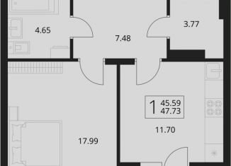 Продажа однокомнатной квартиры, 47.7 м2, посёлок Путёвка, территория садоводческого общества Снежка, 1023