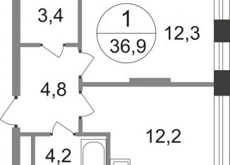 Продажа 1-комнатной квартиры, 36.9 м2, деревня Рассказовка, 2-я Боровская улица, 1