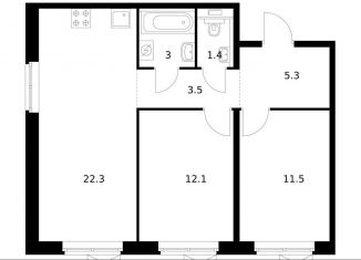 Продам 2-ком. квартиру, 58.8 м2, Московская область, микрорайон Парковый, 1к7