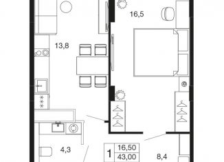 Продаю 1-ком. квартиру, 43 м2, Апрелевка, Пролетарский тупик, 1