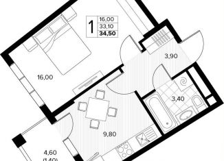 Продаю однокомнатную квартиру, 34.5 м2, село Сукко