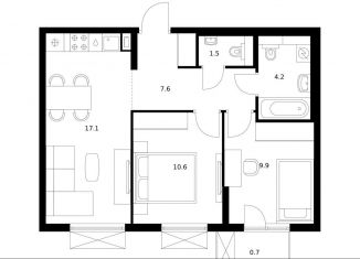 Продается 2-комнатная квартира, 51.6 м2, Москва, станция Щербинка