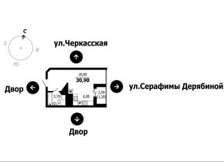 Продаю квартиру студию, 30.9 м2, Екатеринбург, Верх-Исетский район