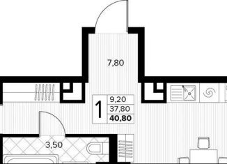 Продается 1-комнатная квартира, 40.8 м2, село Сукко