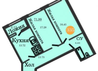Продается двухкомнатная квартира, 74.8 м2, Калининград, Центральный район