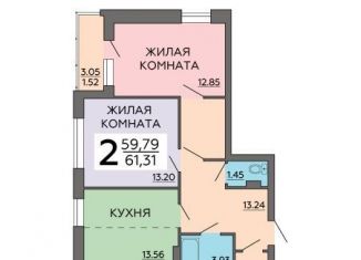 Продается 2-комнатная квартира, 61.3 м2, Воронеж, улица 121 Стрелковой Дивизии, ЖК Суворов-Сити