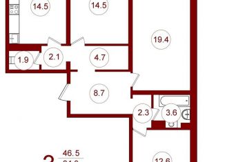 Продажа 3-комнатной квартиры, 86 м2, хутор Ветряк