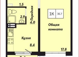Продаю однокомнатную квартиру, 37 м2, Новосибирск, улица Красный Факел, 25, Первомайский район