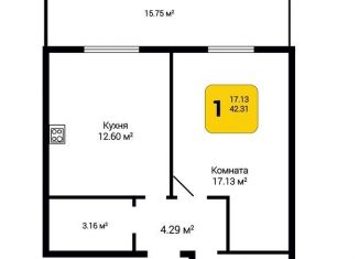 Продается 1-ком. квартира, 47 м2, поселок Шуберское