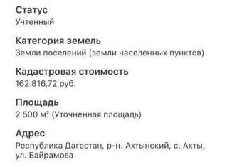 Земельный участок на продажу, 2500 сот., село Ахты