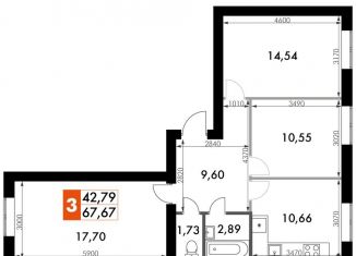 Продам трехкомнатную квартиру, 67.7 м2, Апрелевка, улица Парк Апрель, 44, ЖК Парк Апрель