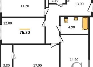 Продажа 3-комнатной квартиры, 76.3 м2, Новосибирск, улица Кирова, с276, ЖК Смарт Авеню