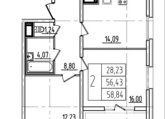 Продажа двухкомнатной квартиры, 58.8 м2, Санкт-Петербург, проспект Энгельса, проспект Энгельса