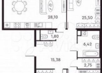 Продажа трехкомнатной квартиры, 126.8 м2, Санкт-Петербург, Петровский проспект, 22к2, ЖК Фамилия