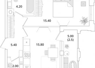 Продается однокомнатная квартира, 45.2 м2, Санкт-Петербург, Планерная улица, 99, метро Комендантский проспект