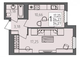 Продается 1-комнатная квартира, 34.3 м2, Волгоград, Краснооктябрьский район, Промышленная улица, 4