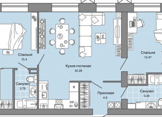 Продается 3-комнатная квартира, 72 м2, Ульяновск, ЖК Дивный Сад, жилой комплекс Дивный Сад, 1