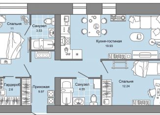 Продается 3-комнатная квартира, 64 м2, Ульяновск, ЖК Центрополис, жилой комплекс Центрополис, 4