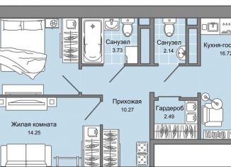 Продается 3-ком. квартира, 64 м2, Ульяновск, жилой комплекс Юлла, 2
