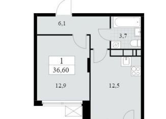 Продается однокомнатная квартира, 36.6 м2, поселение Сосенское, Скандинавский бульвар, 8, ЖК Скандинавия