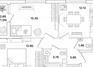 Продается 2-комнатная квартира, 52.7 м2, Санкт-Петербург, метро Академическая