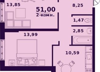 Однокомнатная квартира на продажу, 51 м2, Ульяновск, жилой комплекс Сиреневый, 4, ЖК Сиреневый