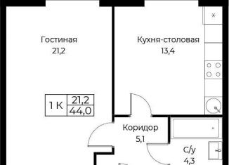 Продаю 1-комнатную квартиру, 44 м2, Москва, улица Намёткина, 10Д, район Черёмушки