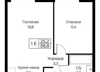 Продажа однокомнатной квартиры, 38.8 м2, Москва, улица Намёткина, 10Д