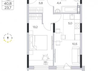 Продается 2-комнатная квартира, 40.8 м2, деревня Пирогово, улица Ильинского, 6