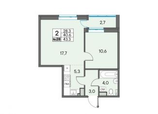 Продажа двухкомнатной квартиры, 43.3 м2, Петрозаводск, район Голиковка