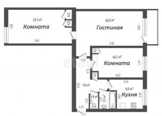 Трехкомнатная квартира на продажу, 62.9 м2, Петрозаводск, улица Антикайнена, 10
